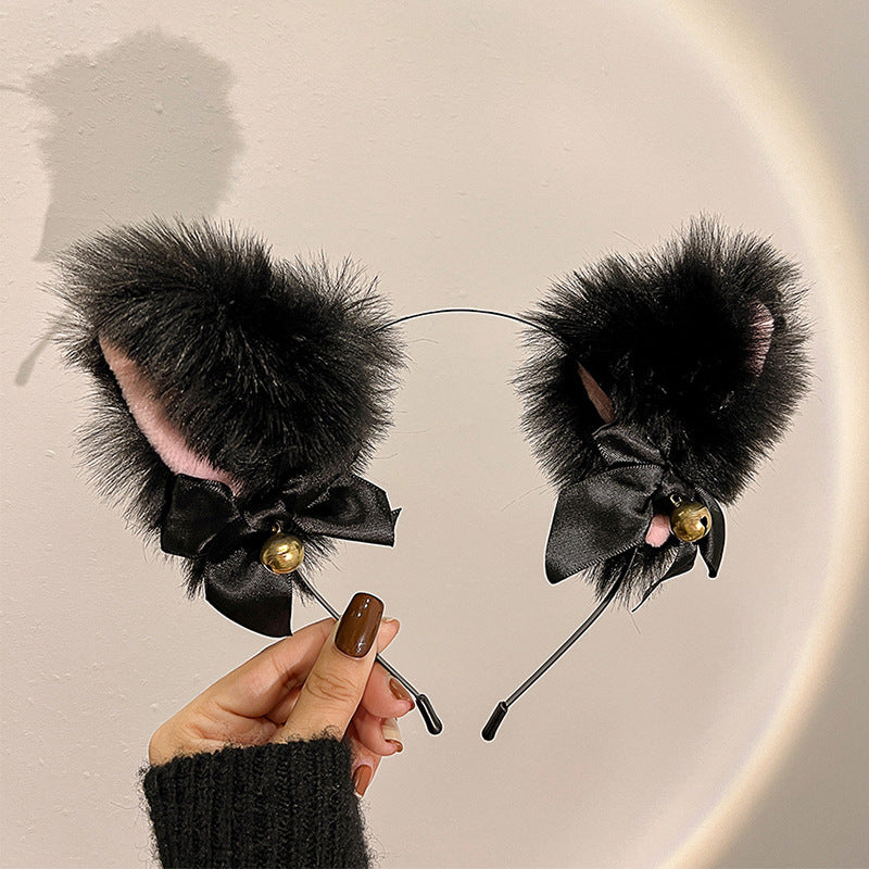 Lace Female Cat Ears Sexy Bell Headband Christmas Collar