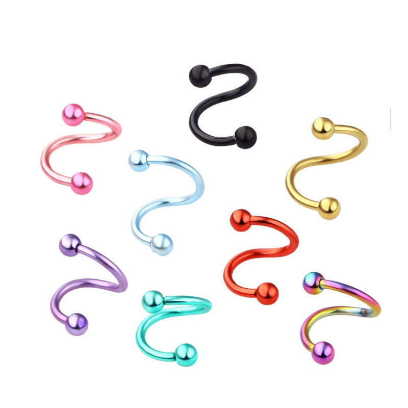 Stainless Steel S-shaped Spiral Eyebrow Nose Titanium Labret Rings