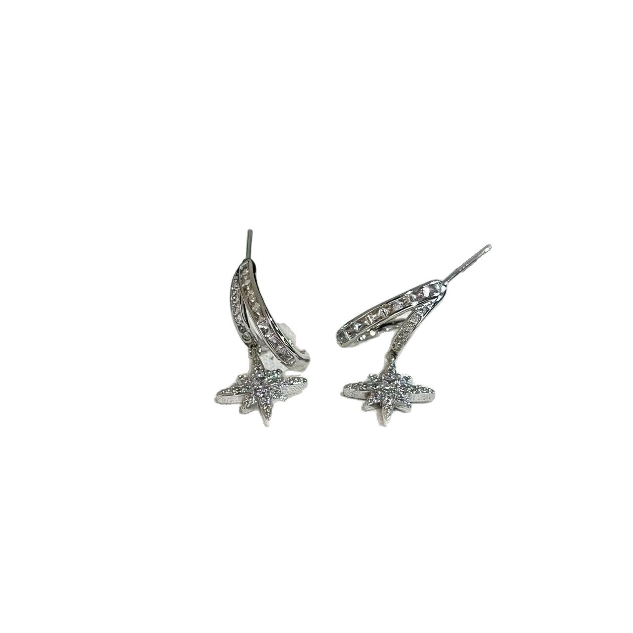 Women's Entry Lux High-grade Eight Awn Star Snowflake Zircon Design Double Earrings