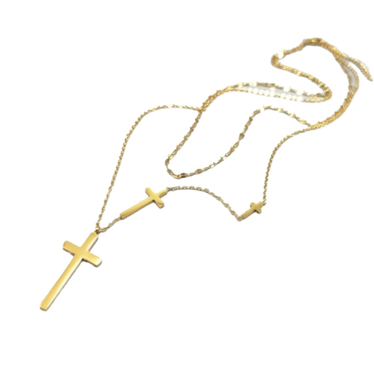 Fashion Simple Cross Titanium Steel No Fading Gold Style Female Necklace