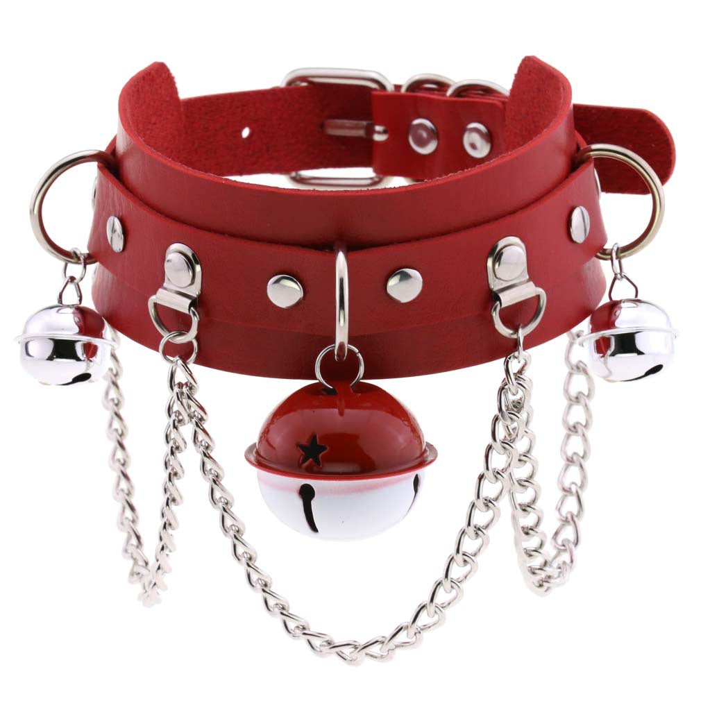 Fan Punk Leather Chain Color Two-tone Collar