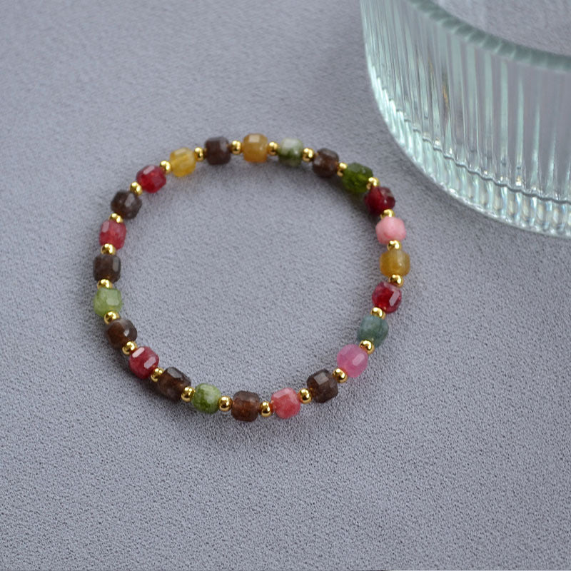 French Minority Retro Colorful Geometric Cube Sugar Cut Angle Bracelets