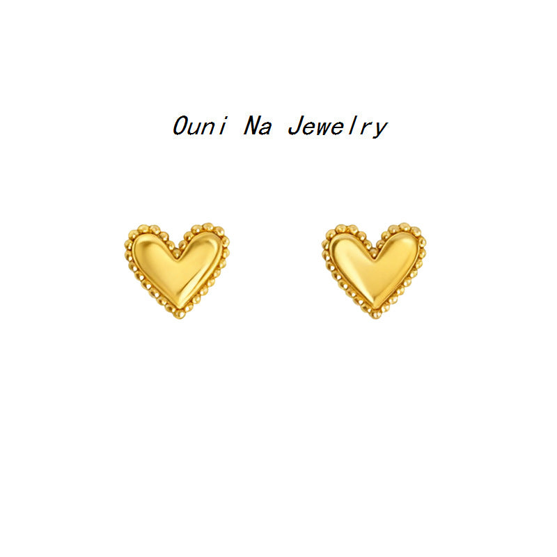 Women's Sterling Sier Gold-plated Mini Love Heart Simple Temperamental Stud Earrings