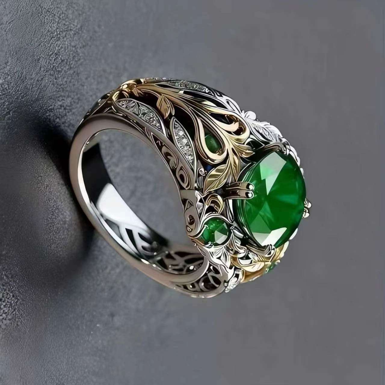 Popular Vintage Inlaid Simple Personality Straight Ring