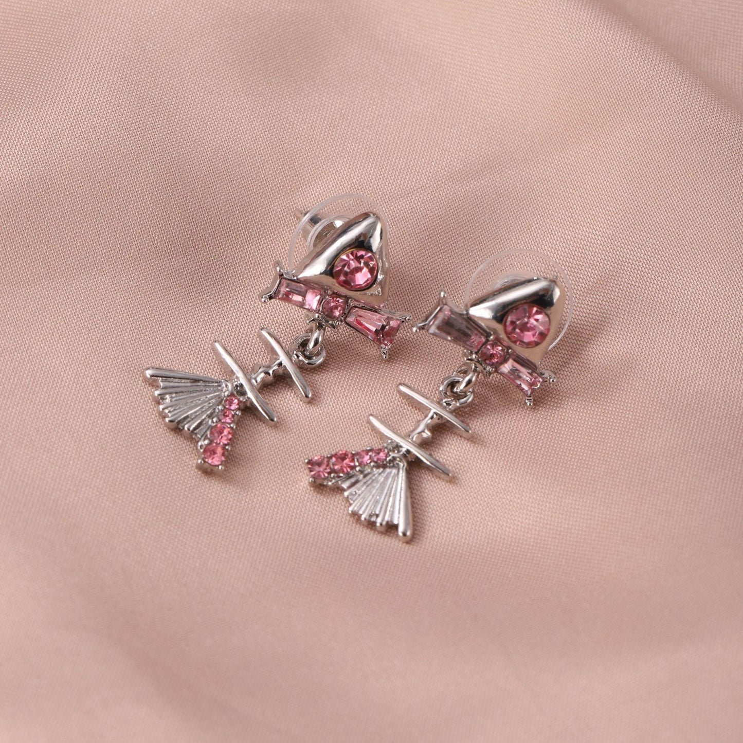 Cute Fishbone Bow Zircon Eardrops Niche Earrings