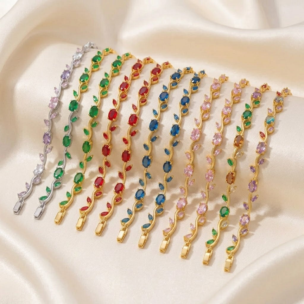Women's Colorful Tulip Korean Zircon Style Full Diamond Bracelets