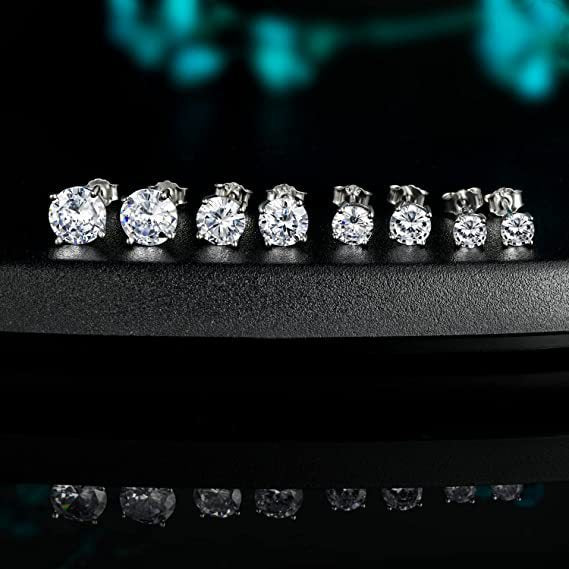 Women's & Men's Single Diamond Kind Of White Fungus Bone Nail Stud Earrings