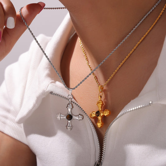Style Niche Personality Elegant Jewelry Cross Inlaid Necklaces