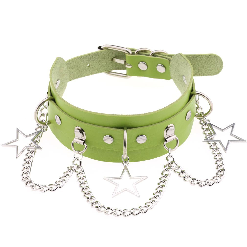 Street Shooting Nightclub Five-pointed Star Chain Clavicle Neck Bandana Collar