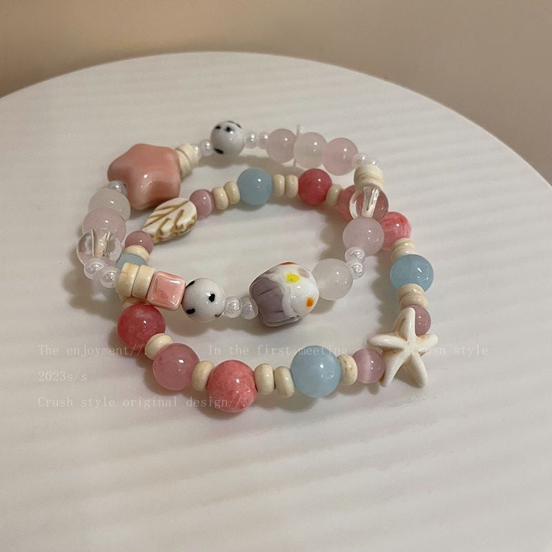 Women's Macaron Color Ceramic Beaded Niche Girlfriends Dopamine Bracelets