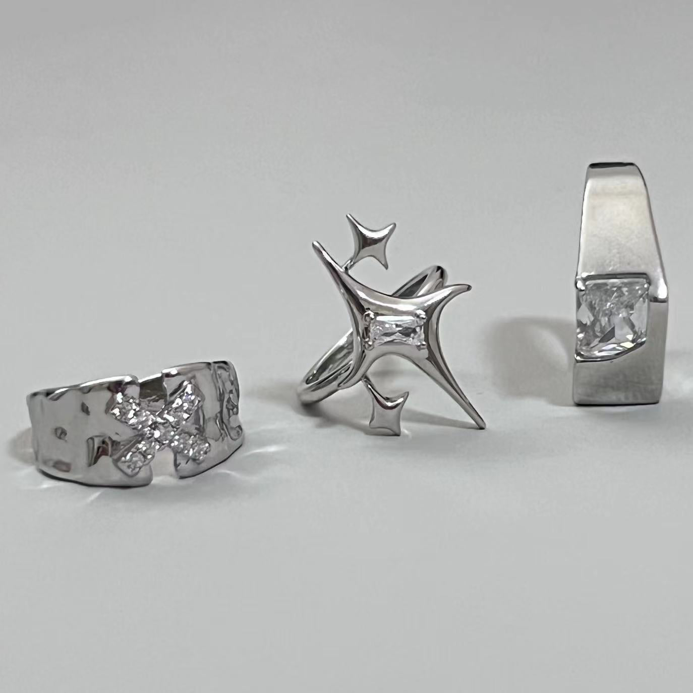 Sense Exquisite Female Geometric Quadrangle Gem Design Ring