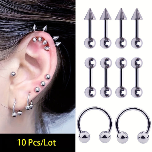 Nail Round Ball Pointed Cone Straight Rod Nose Horseshoe Piercing Rings