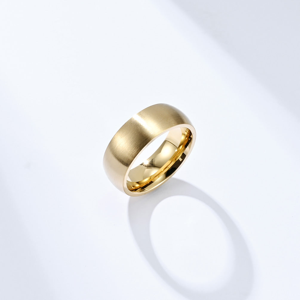Men's Simple Titanium Steel Matte Brushed Inner Rings