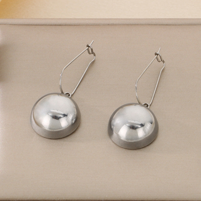 Women's Creative Fashion Stainless Steel Hemisphere Hollow Earrings