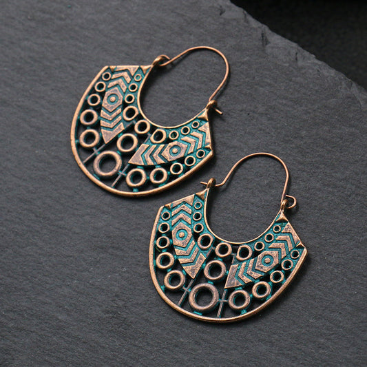 Popular Metal Alloy Geometric Leaves Turquoise Earrings