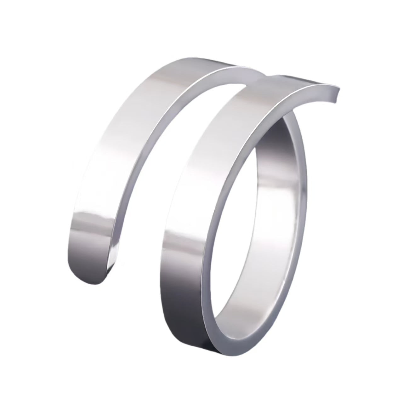 Open Titanium Steel Female Spiral Winding Twisted Retro Ring