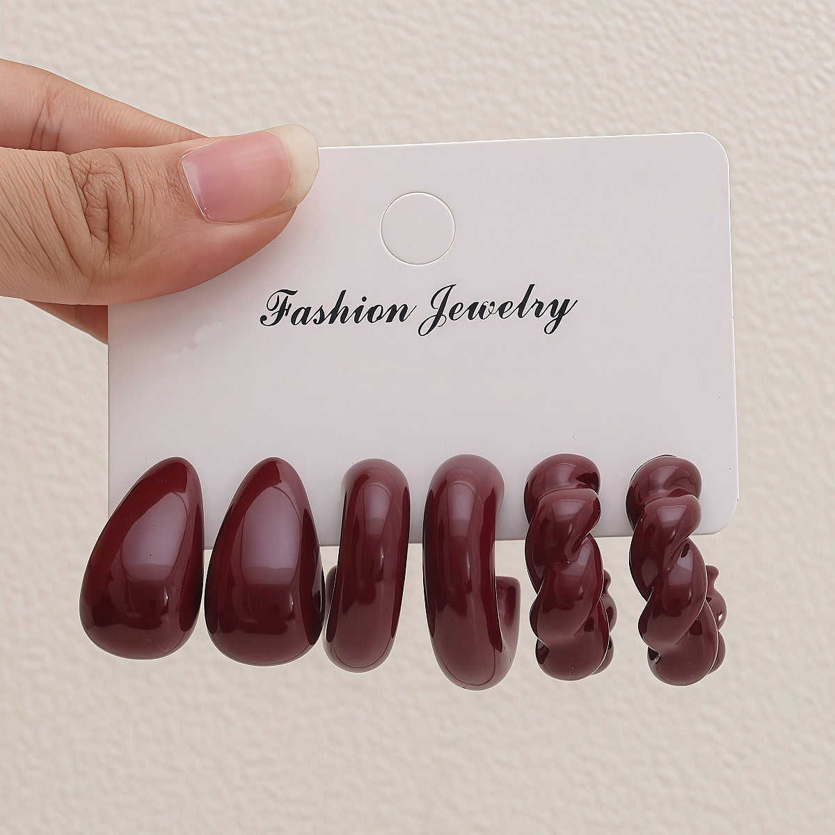 Women's Red Acrylic Water Drop Geometry Type Boutique Trendy Sets Of Earrings