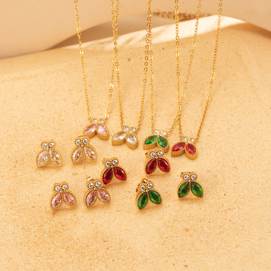 Women's Elegant Fashion Butterfly Inlaid Zircon Stainless Steel Gold Plated Pendants