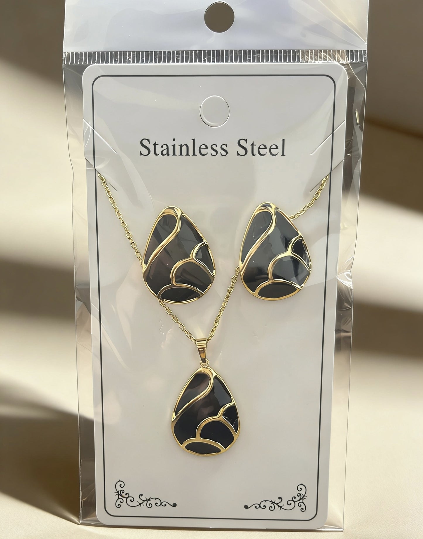 Flower Water Drops Glaze Personality Stainless Jewelry Set