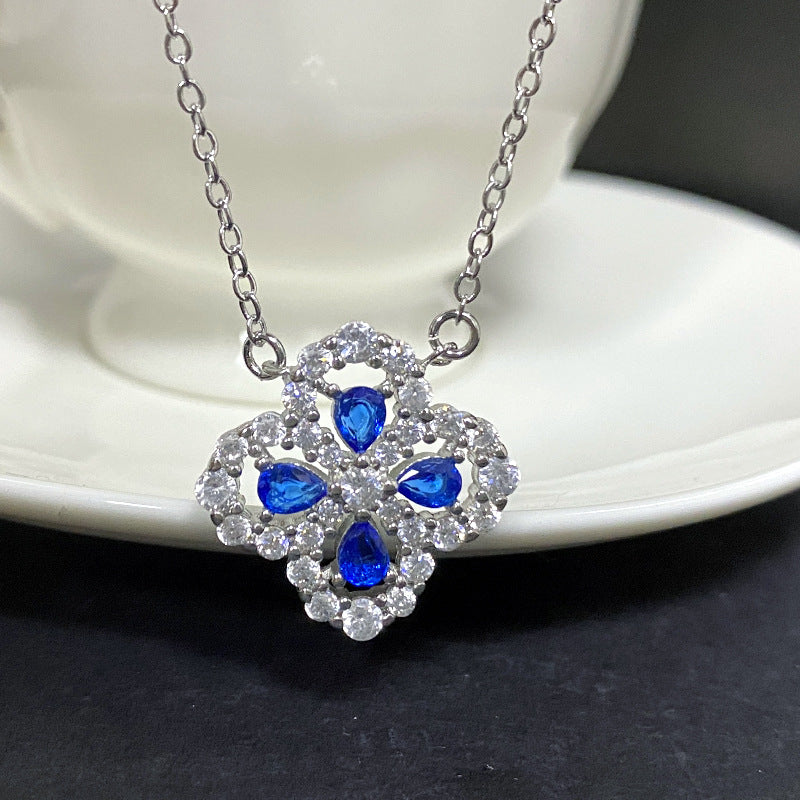 Women's Classic Rainbow Four Leaf Clover Ear Simple Plated Bright Zirconium Jewelry Set