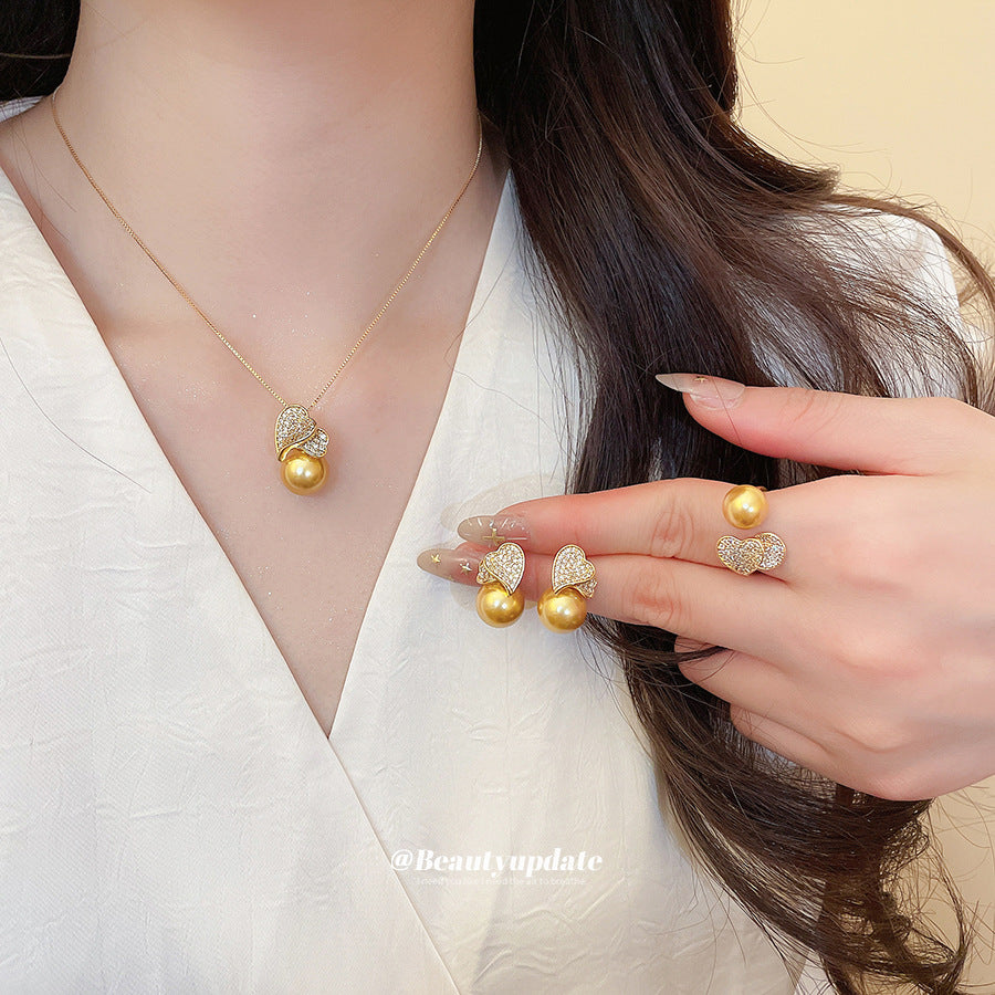 Chinese Style Vintage Zircon Pearl Exquisite Dress Dinner Rings