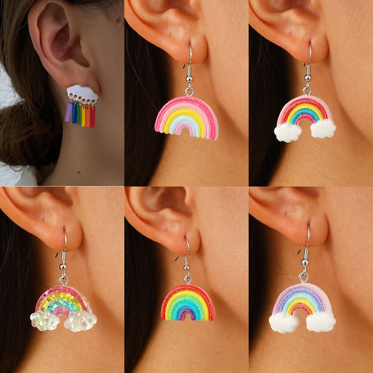 Simple Temperament Cute Cloud Raindrop Female Personality Color Rings