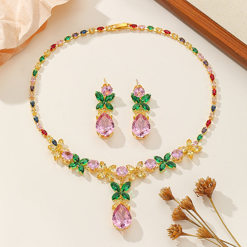 Leaves Suite Light Luxury Advanced Clavicle Chain Fashion Suit Jewelry Set