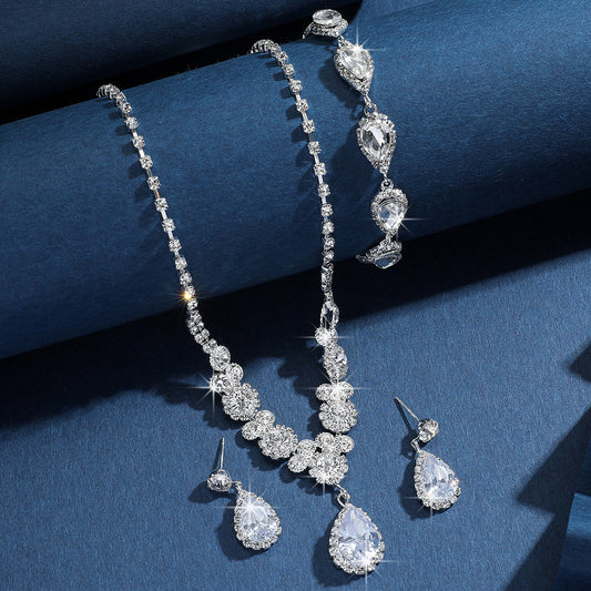 Bridal High-grade Three-piece Wedding Dress Luxury Jewelry Set
