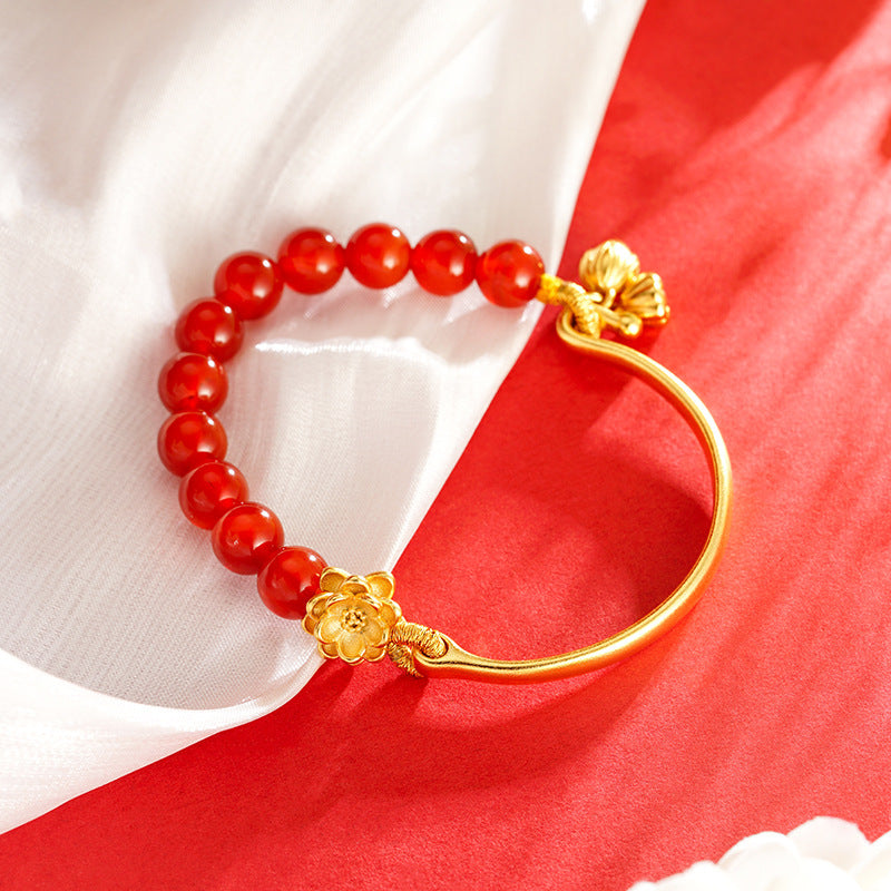 Women's Chinese Style Bamboo Joint Placer Gold Bracelets