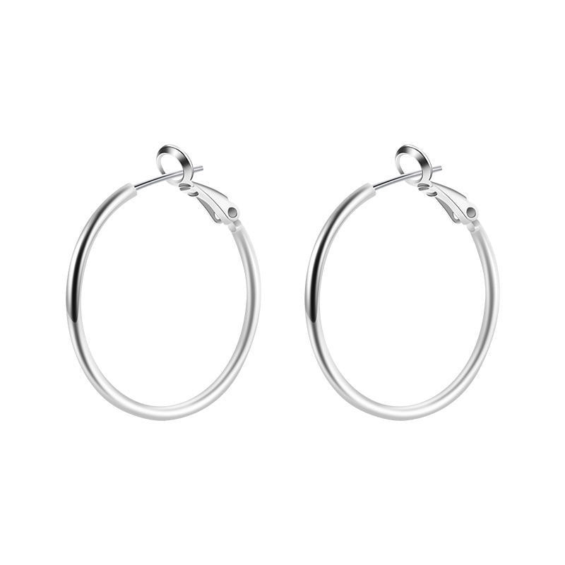 Women's Sier Needle Hoop Personalized Exaggerated Ear Earrings