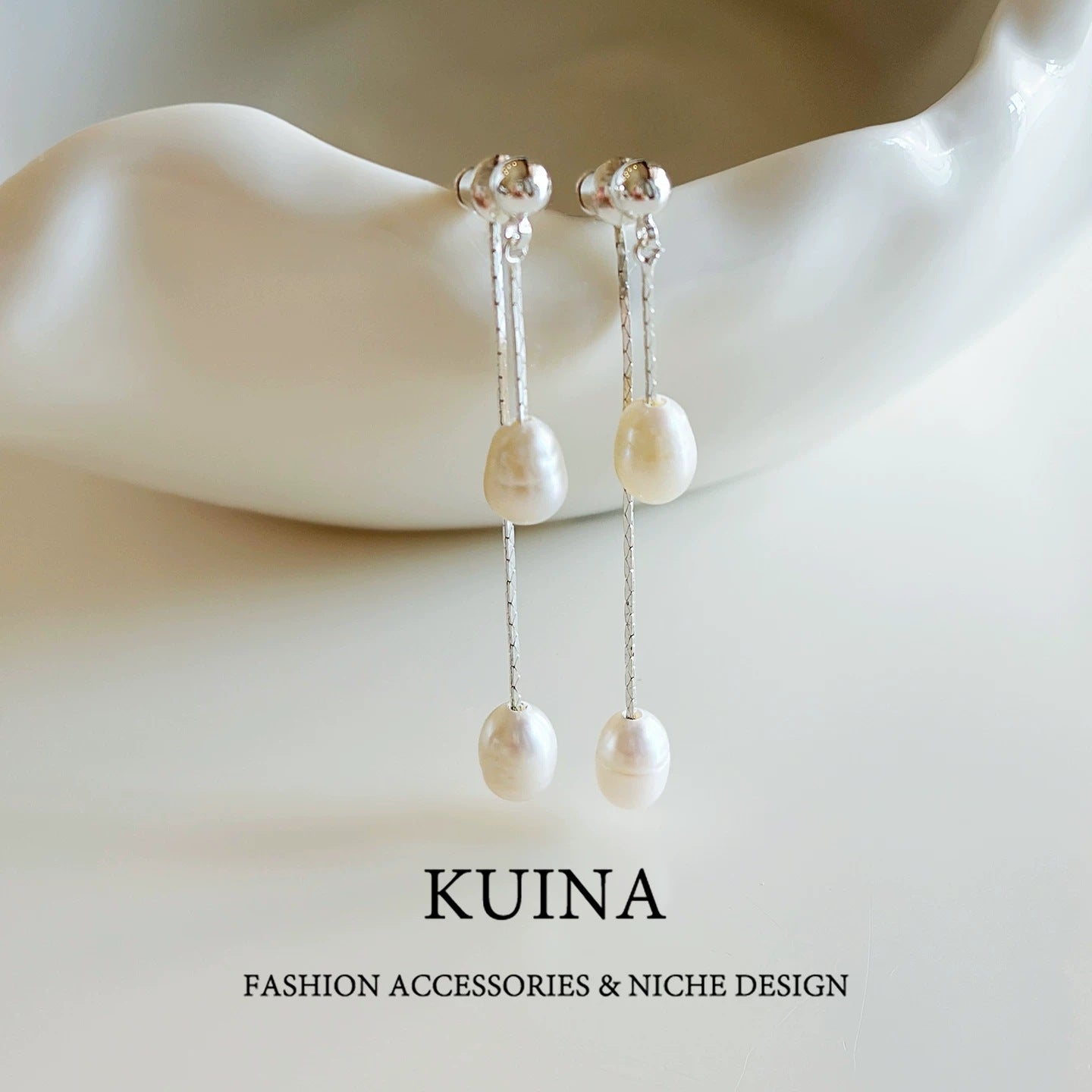 Women's Pearl Tassel French Style Temperament Entry Lux Sier Stud Earrings