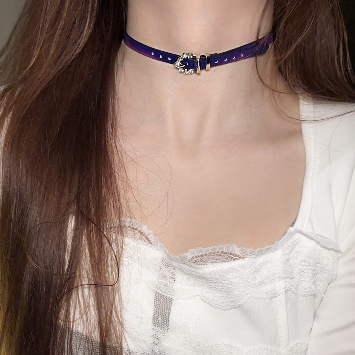 Women's Warm Thin Exquisite Leather Hot Personalized Hip Hop Collar