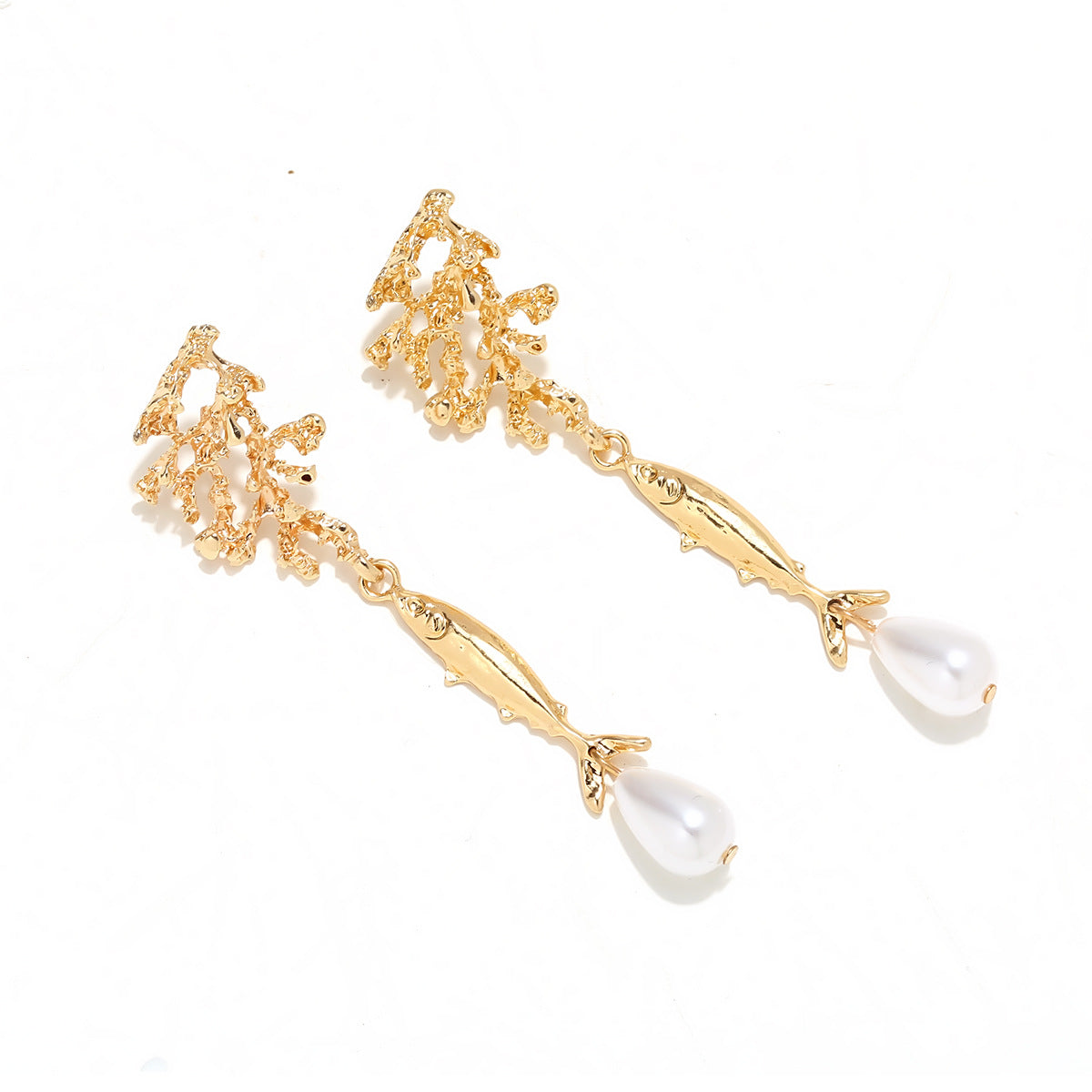 Women's Coral Fish Water Drop Patch Sweet Spicy Vacation Style Marine Earrings
