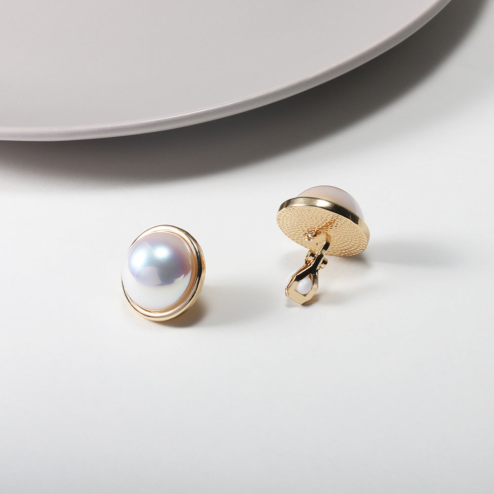 Needle Mermaid Pearl Female Simple Ear Clip Geometric Stud Earrings