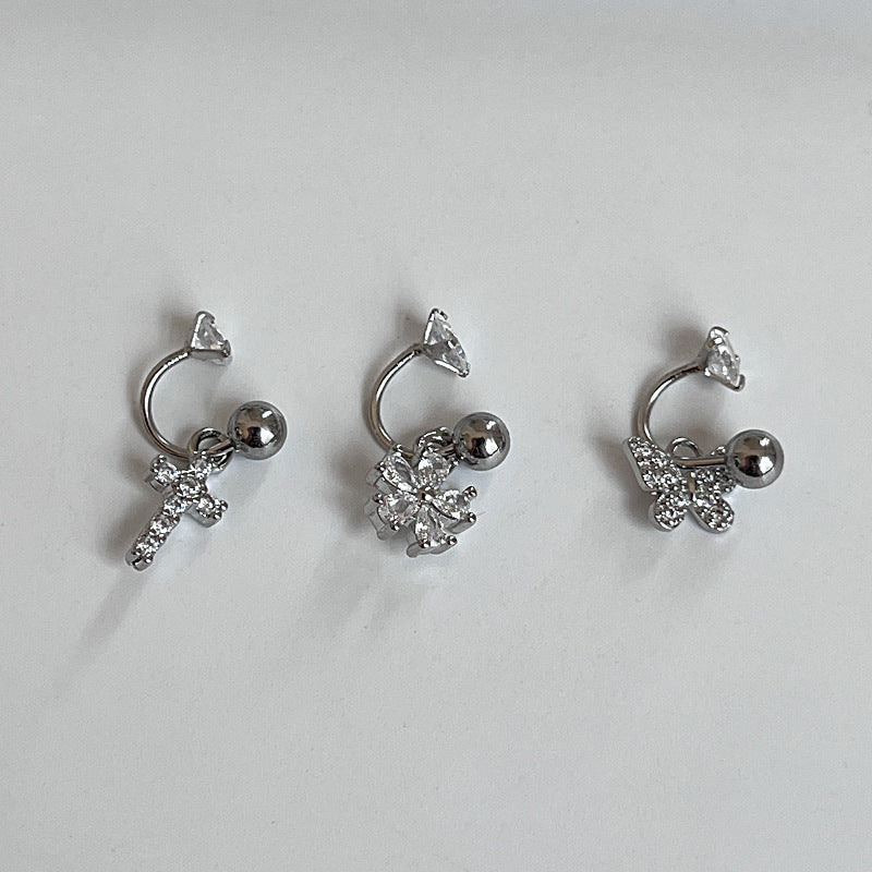 U-shaped Horseshoe Ear Bone Screw Cross Earrings