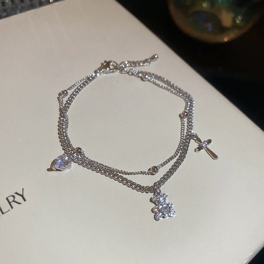 Women's Austrian Bright Gem Flower Light Luxury High-grade Court Style Fashion Bracelets