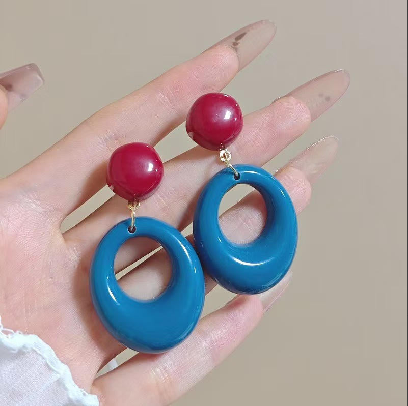 Women's Flower Frosted Resin Knitted Oil Rings