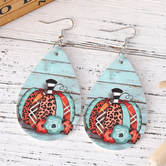 Thanksgiving Maple Leaf Leopard Pumpkin Water Earrings