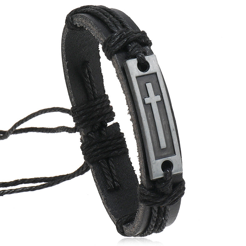 Personality Vintage Weave Cattle Leather Simple Pull Adjustment Male Female Bracelets