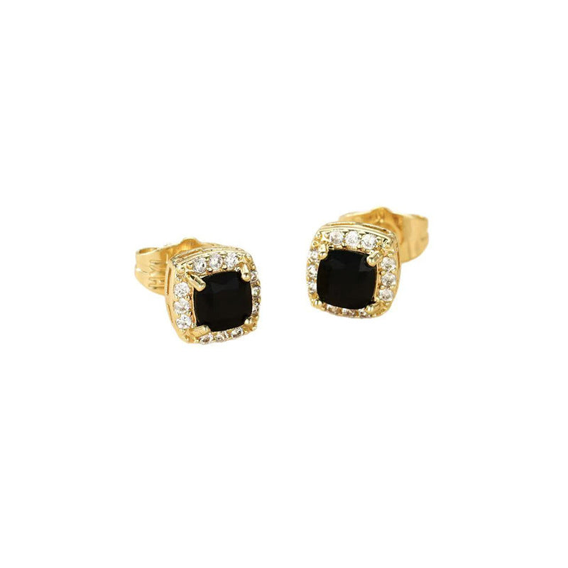 Inlaid Zirconium Color Retaining Ear Simple Earrings