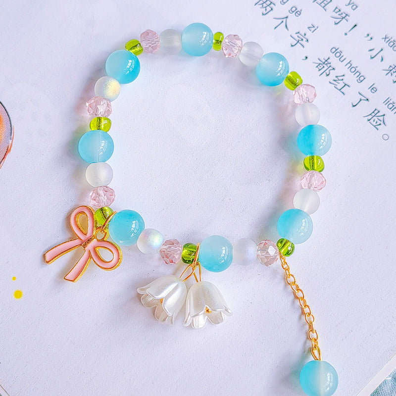 Two-color Lily Female Temperament Small Crystal Bracelet