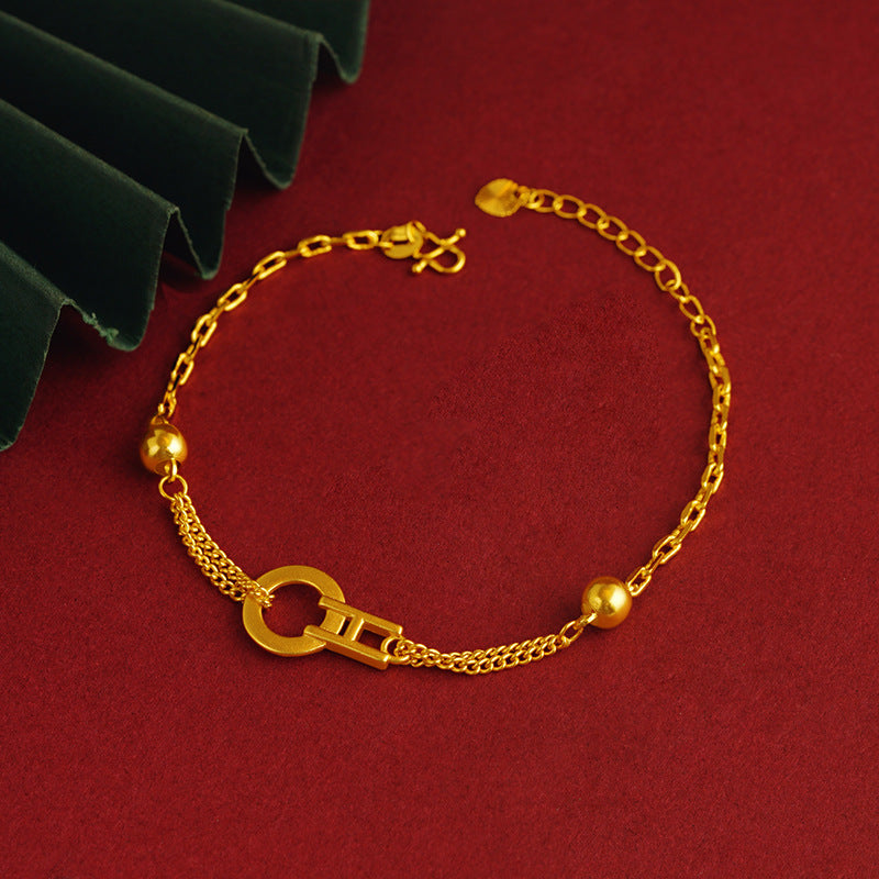 Women's Chinese Style Bamboo Joint Placer Gold Bracelets