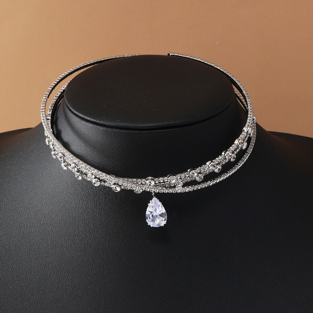 Women's Bridal Party Dinner Big Gem Headdress Collar