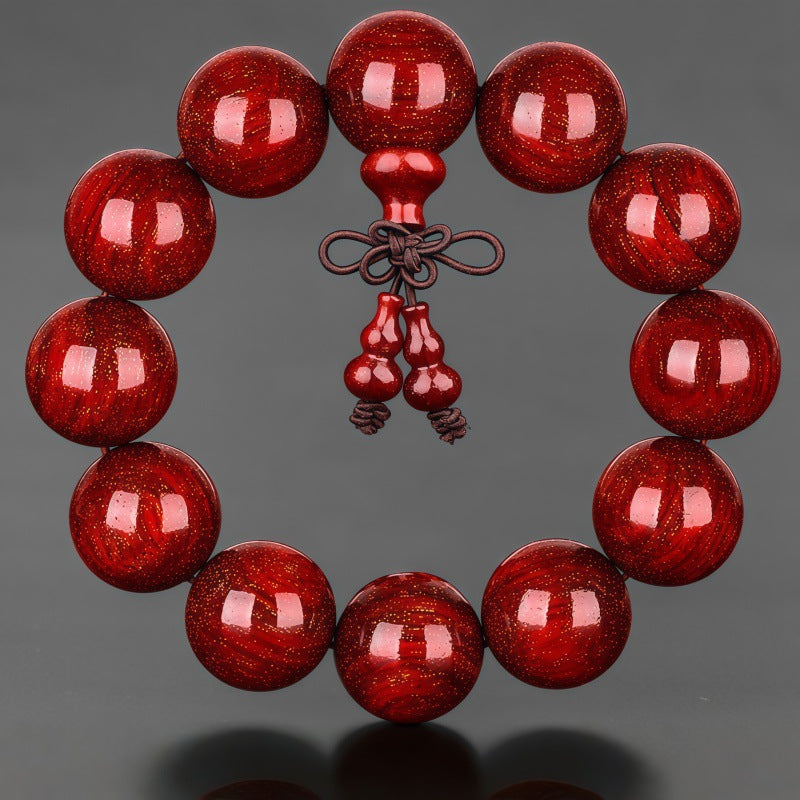 Women's & Men's Lobular Rosewood Old Materials Golden Spots Beads Bracelet