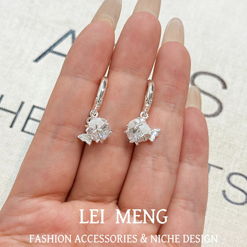 Micro Inlaid Zircon Bowknot Pearl Super Simple Stud Earrings