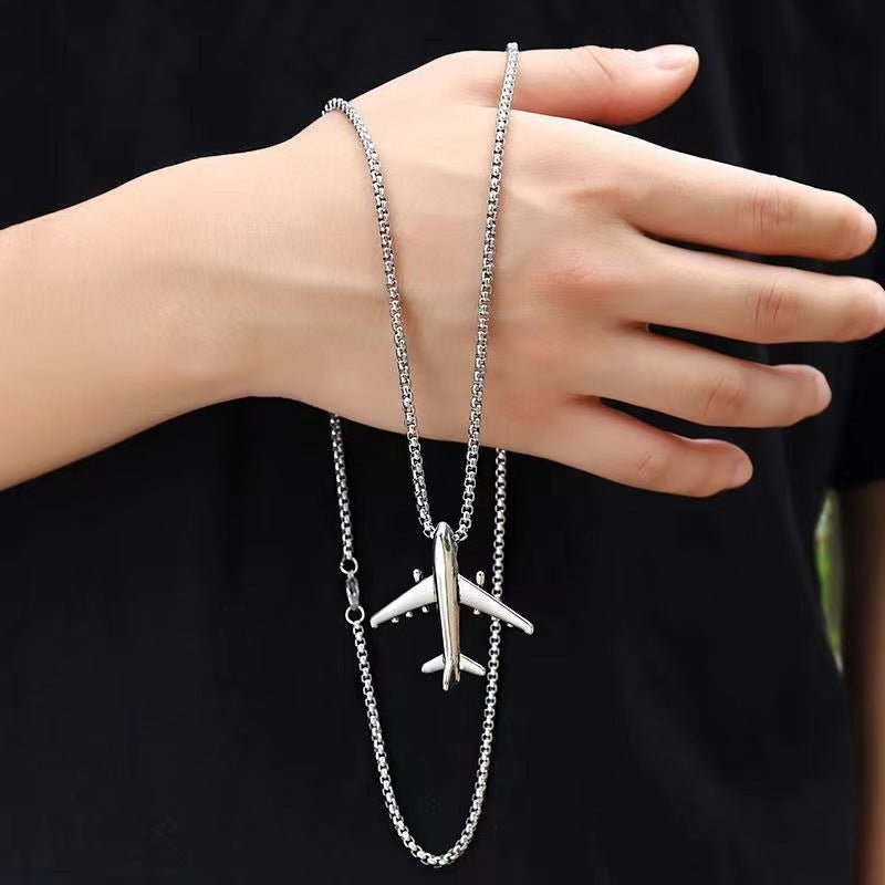 Children's Personalized Hip Hop Airplane Trend Female Necklaces