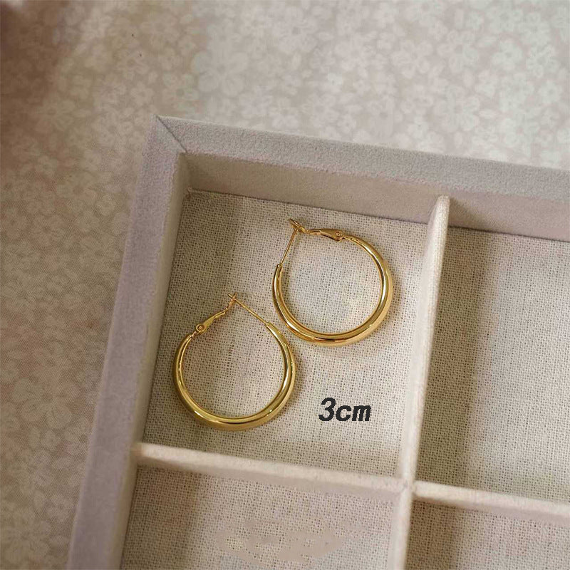 Women's High-grade Style Beautiful Circle Metal Large Simple Round Ear Earrings