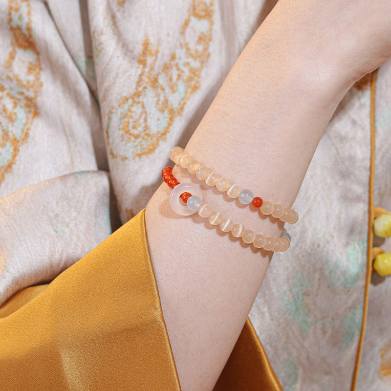Champagne Opal For Chinese Style Light Luxury Chalcedony Flexible Red Rings