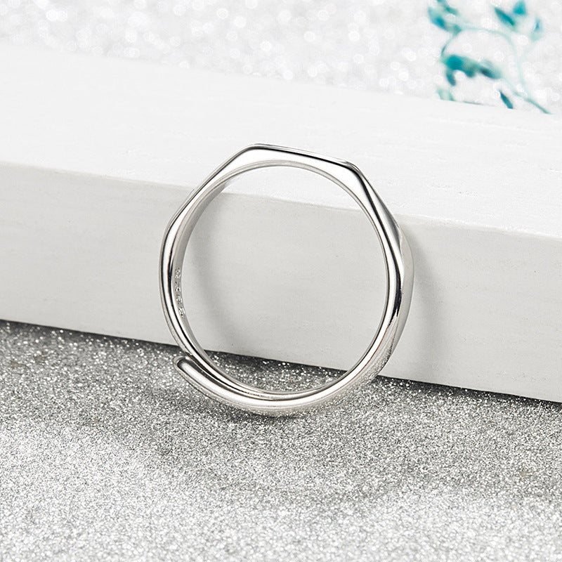 Simple Irregular Rhombus Glossy Special Interest Light Luxury Design Adjustable Ring