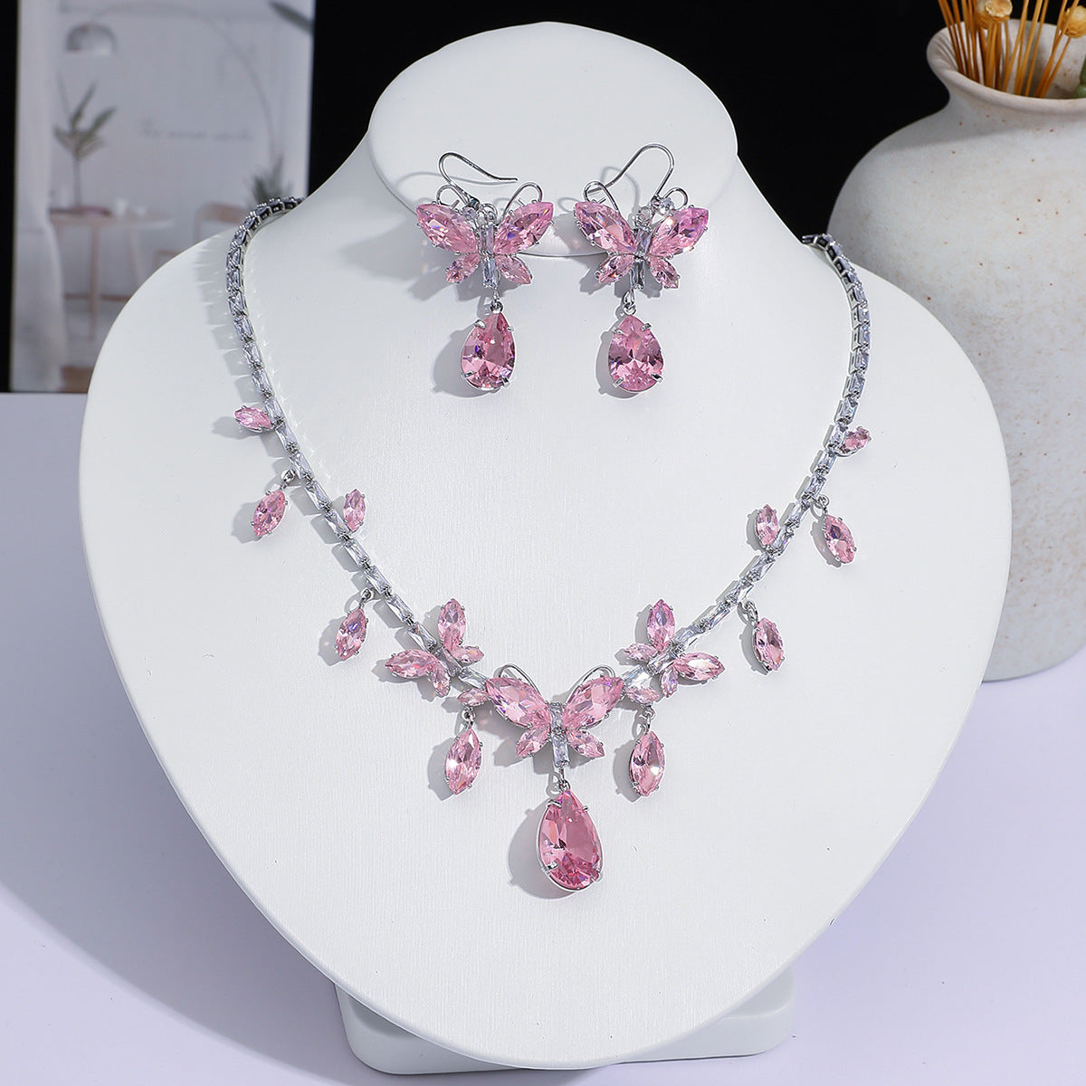 Full Diamond Drop-shaped Temperament The Dinner Party Jewelry Set